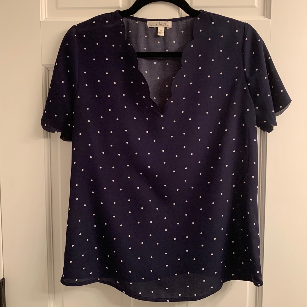 Navy Blue Polka Dot Blouse